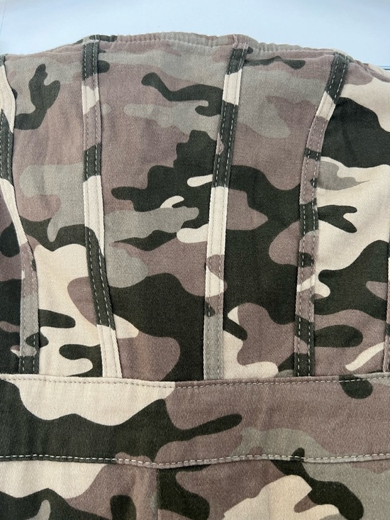 Arden B Strapless Camo Cargo Jumpsuit - Olive & Tan Size S - Picture 5 of 8